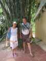 На острове приключений Винпёрл. Алла и Владимир Лях на фоне бамбука, растущего здесь в изобилии. Август 2018г