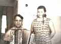 П.Г. Курис с женой и неразлучным баяном. 1950-е годы